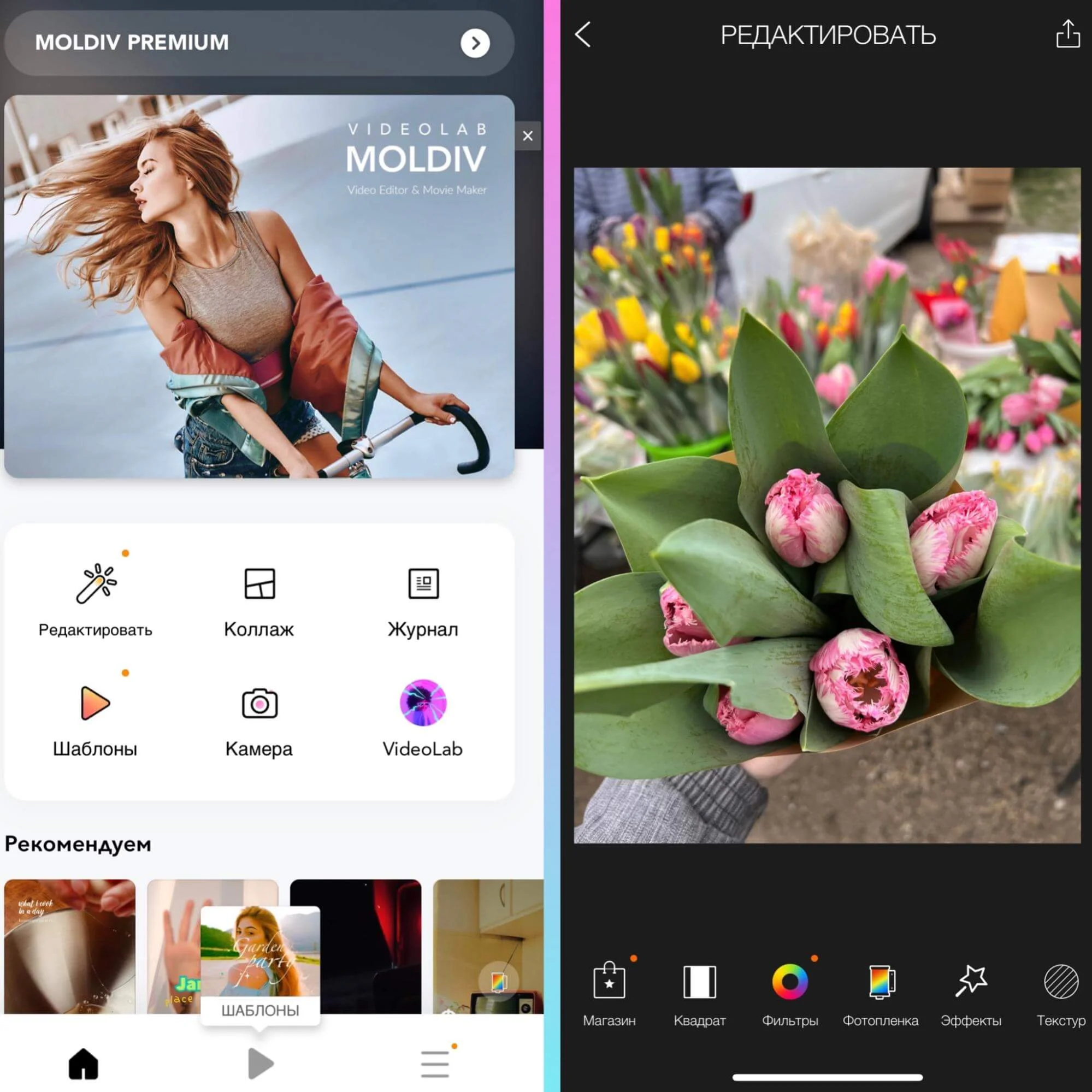 Обработка фото в приложении Moldiv