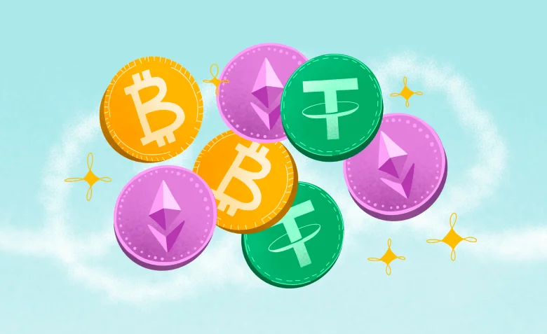 Биткоины, мемкоины и другие виды криптовалюты