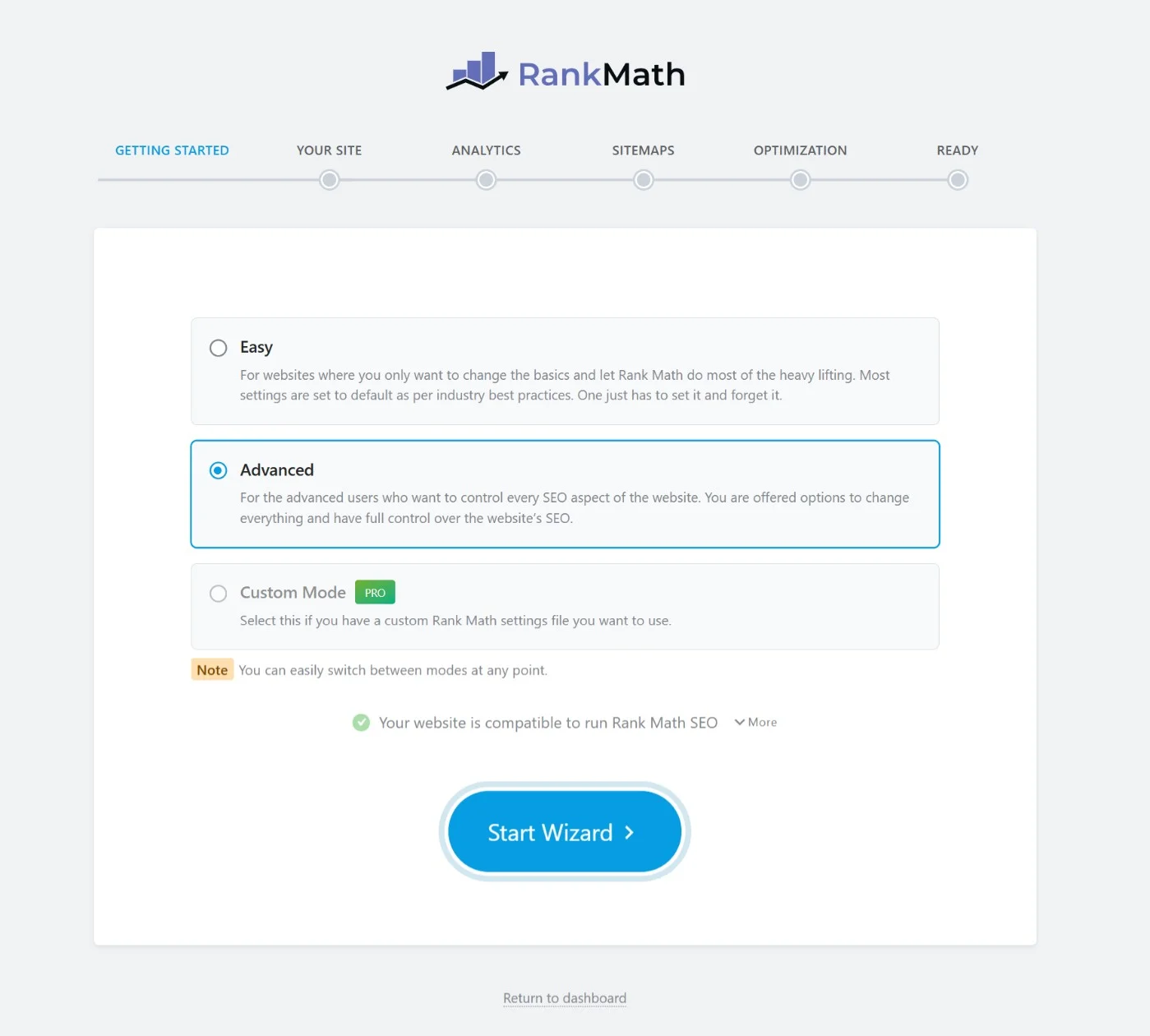 Запуск мастера настройки (Setup Wizard)