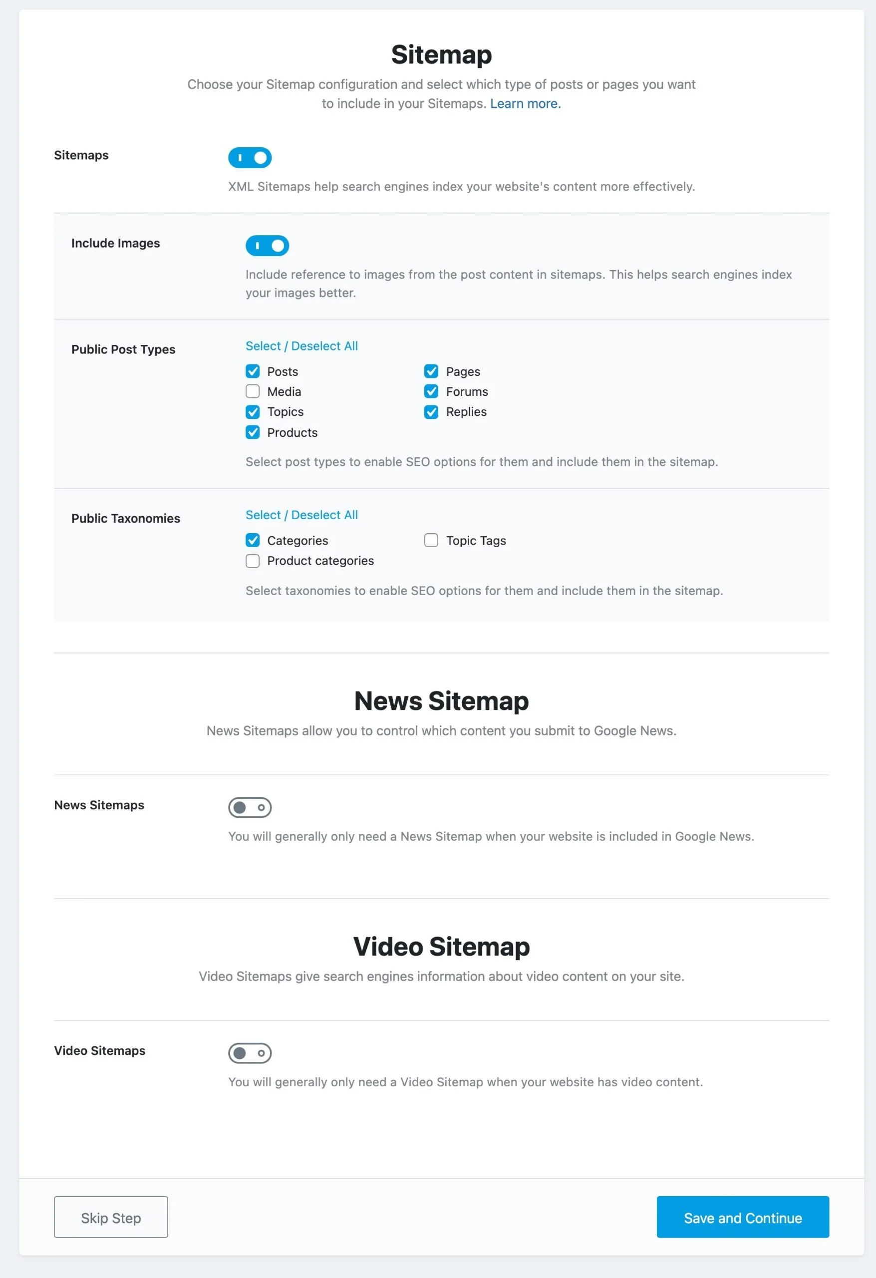 Настройка карты сайта (Sitemap) при установке Rank Math