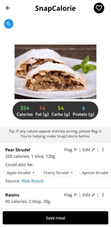 Пример генерации SnapCalorie