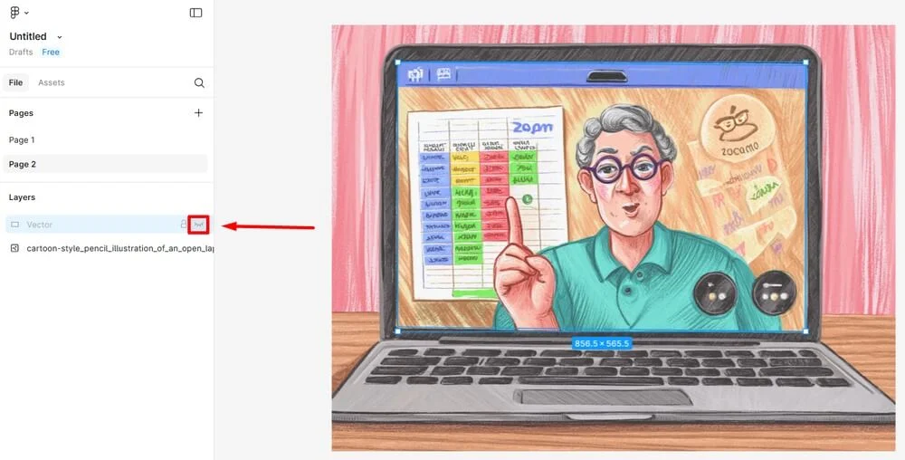 Как выключить слой на панели в Фигме