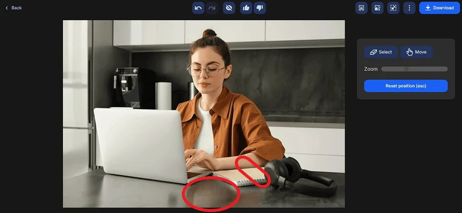 Удаление объекта на фото с помощью инструмента CleanUp ClipDrop
