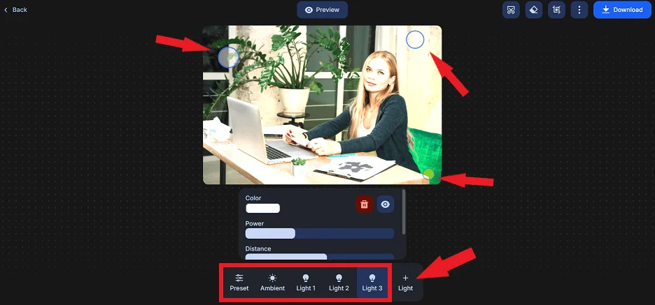 Добавление новых источников света с помощью Relight в ClipDrop