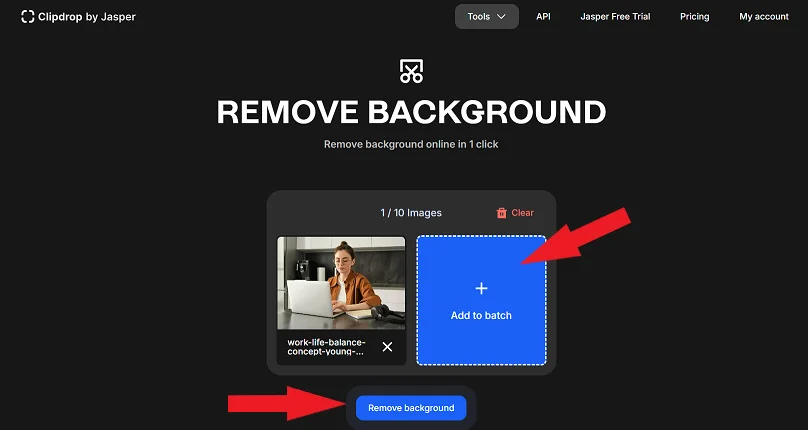 Удаление фона на фото с помощью Remove background ClipDrop