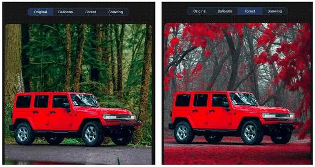 Пример замены фона на фото с помощью инструмента Replace background в ClipDrop