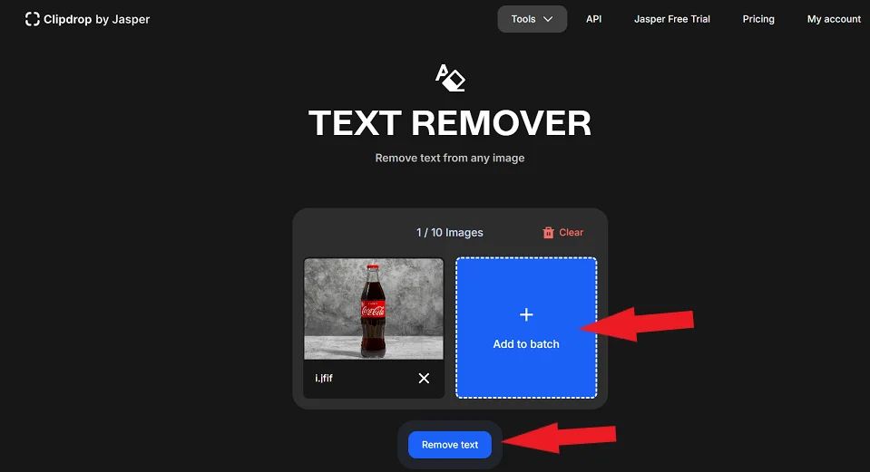 Как удалить текст на фото с помощью Text remover в ClipDrop