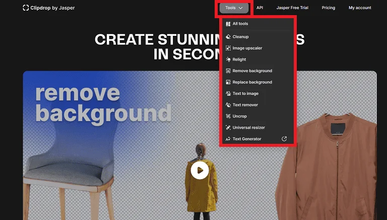 Где находятся ИИ-инструменты для работы с графикой в ClipDrop
