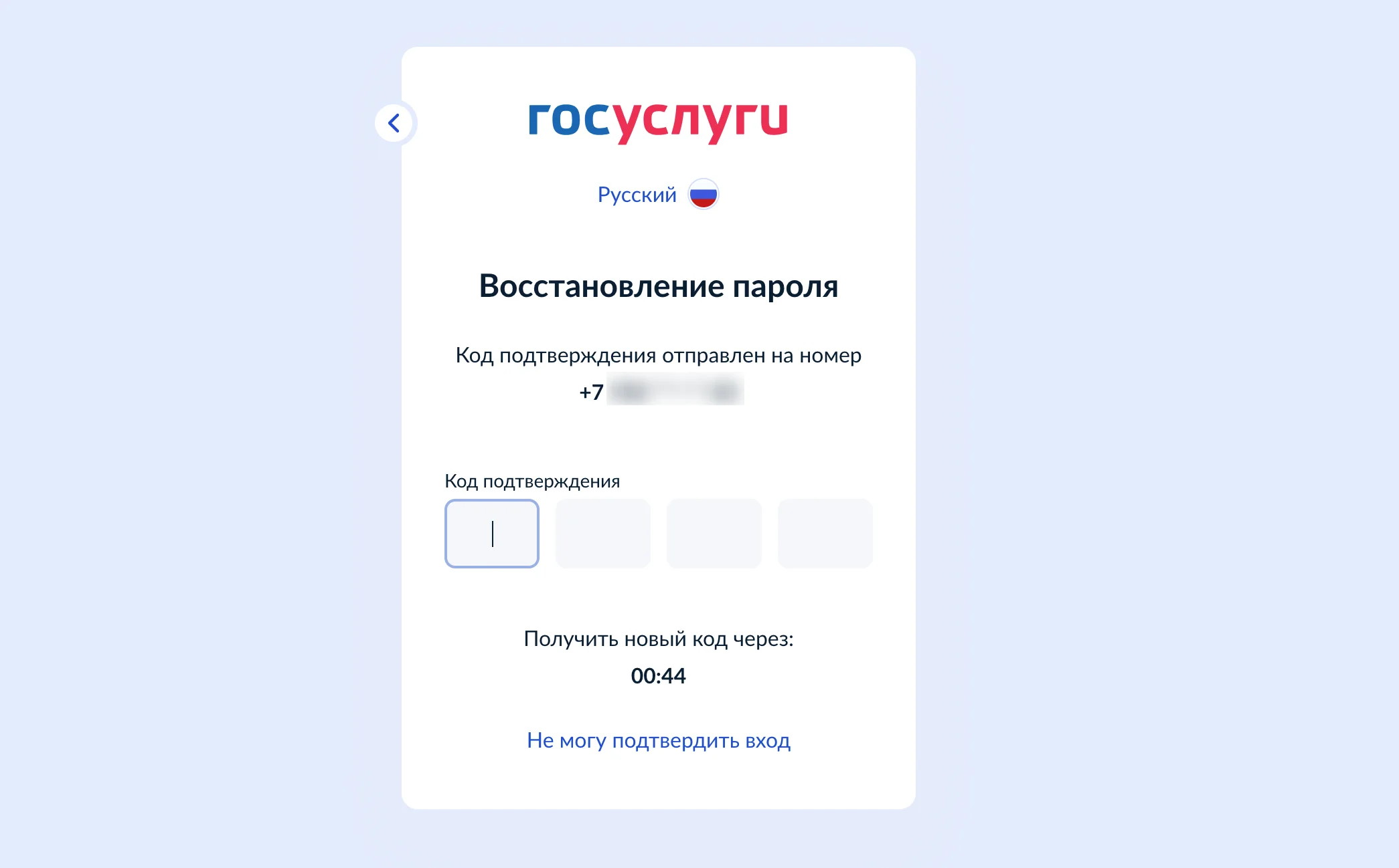 Введите код подтверждения из смс