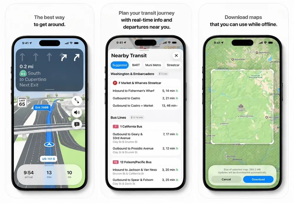 Офлайн-карта скачанного региона в Apple Картах на iPhone