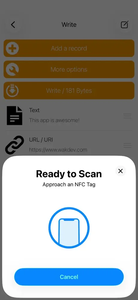 Приложение для записи NFC-меток