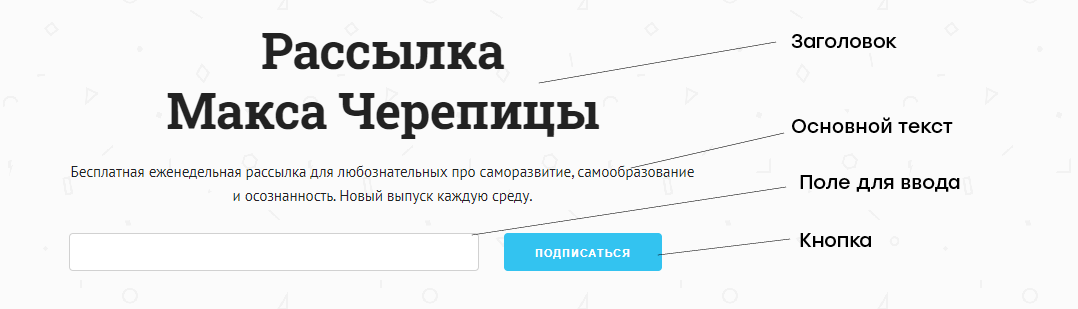 элементы формы рассылки