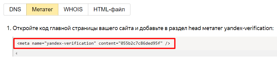 Как завести корпоративную почту на своём домене изображение 43 Копируем мета-тег, который выдал нам Яндекс