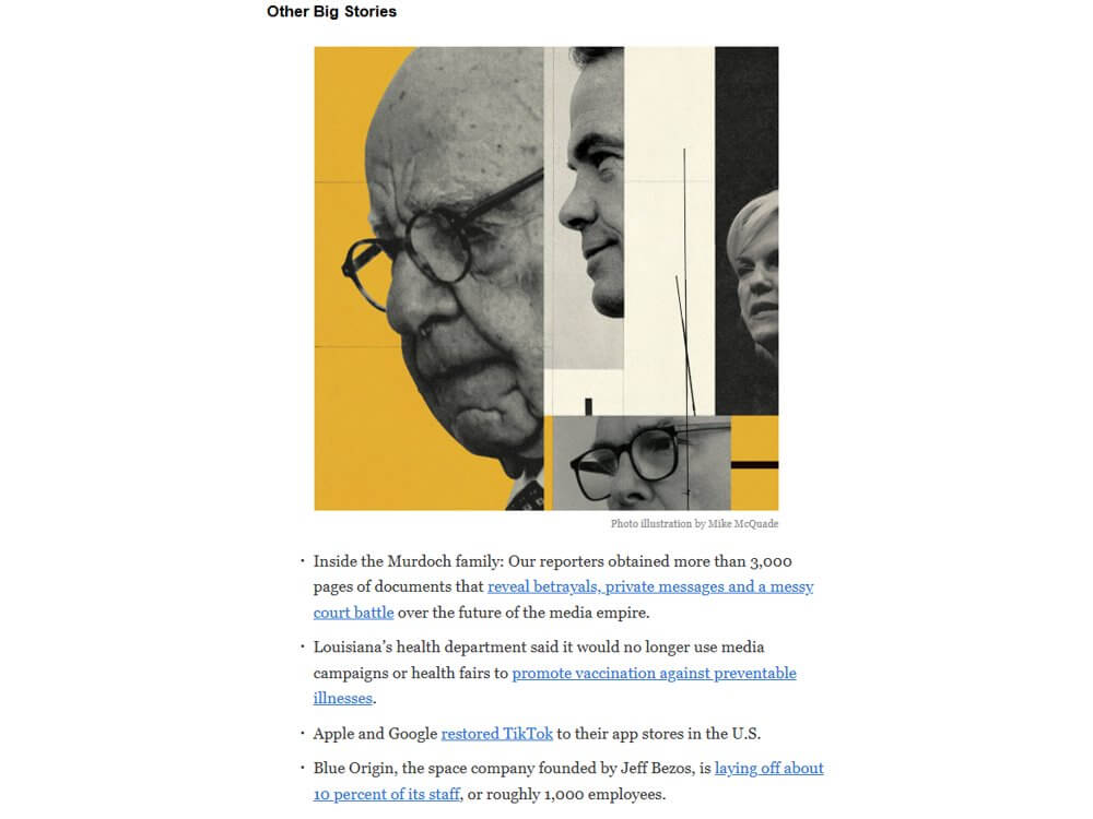 новостная рассылка The New York Times