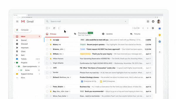 Возможности AMP в GMail