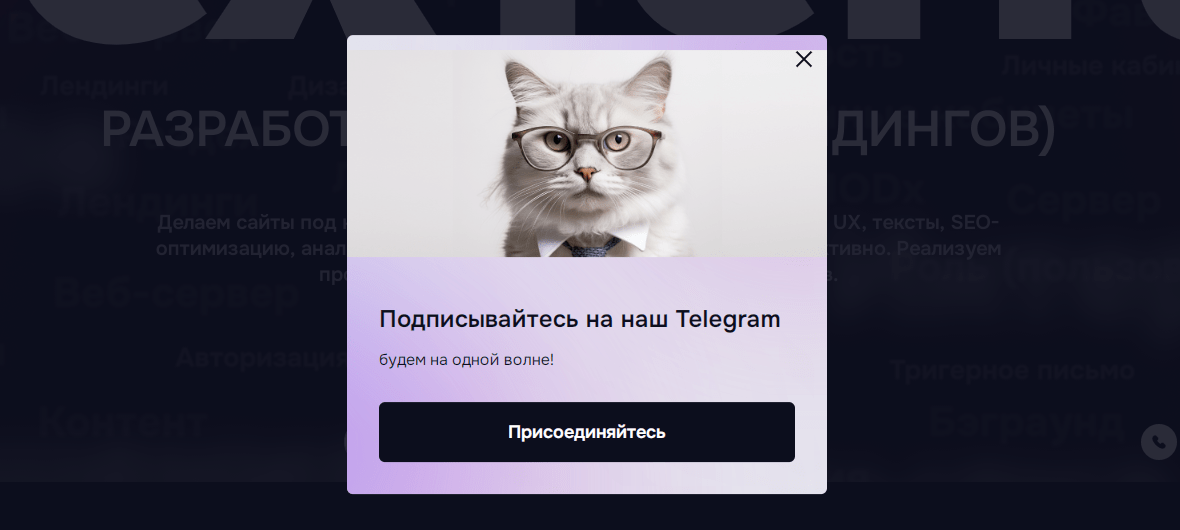 Поп-ап проводник в Telegram TexTerra