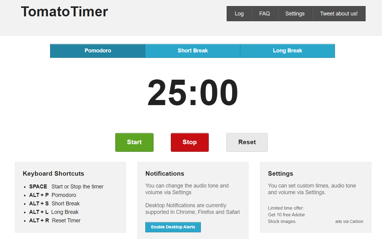 Запустить помидорный таймер Tomato Timer