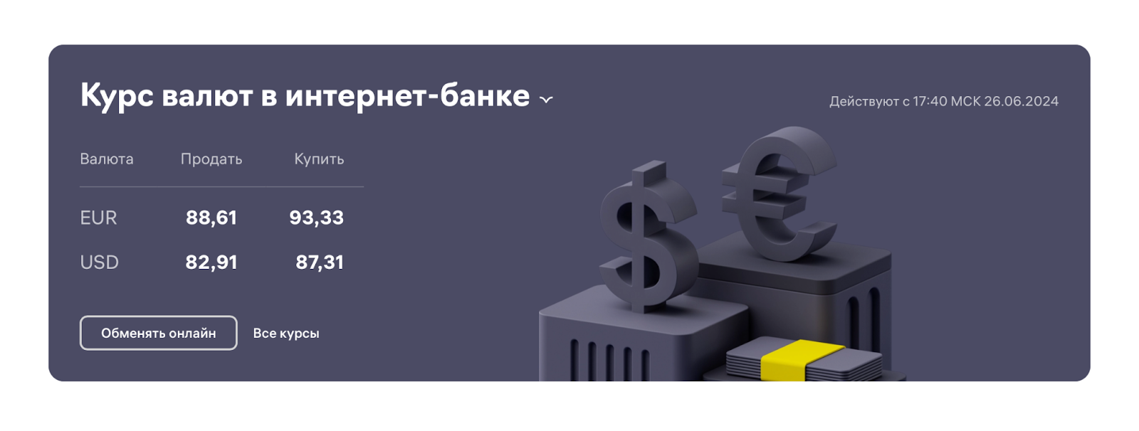 На сайте Райффайзена понятно, что кнопка ведёт на обмен валют