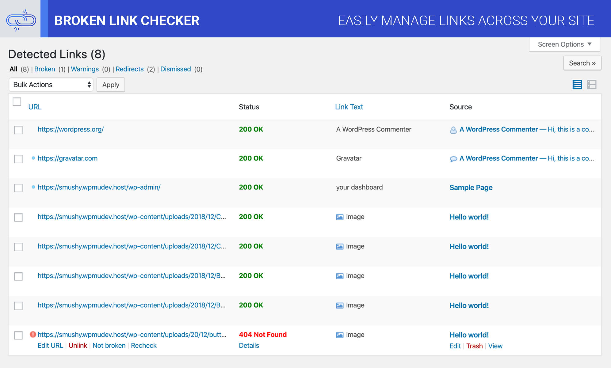 Плагин для WordPress Broken Link Checker