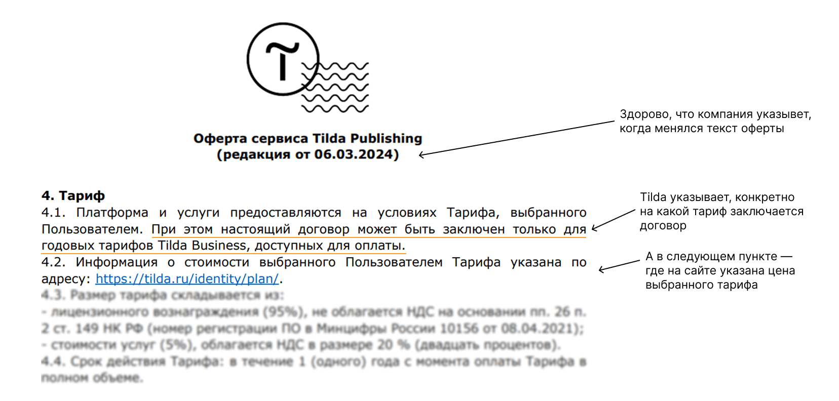 Пример оферты Tilda