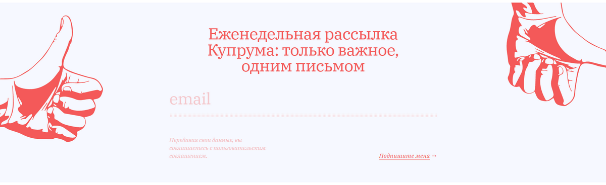 Пример лаконичной формы подписки