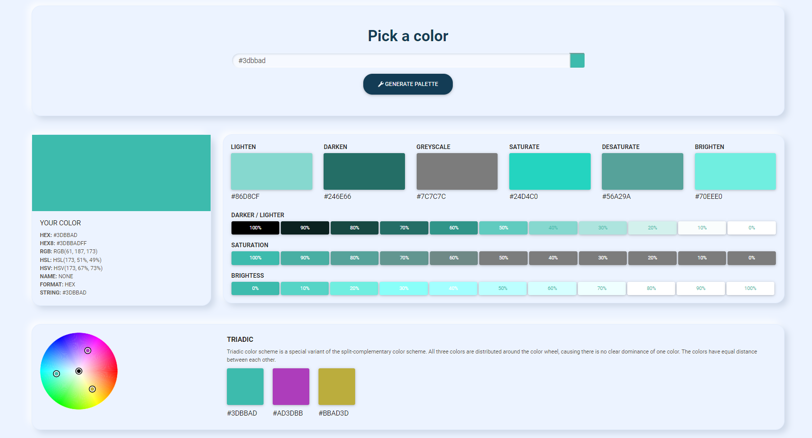 Seo Checker: Color palette and schemes generator