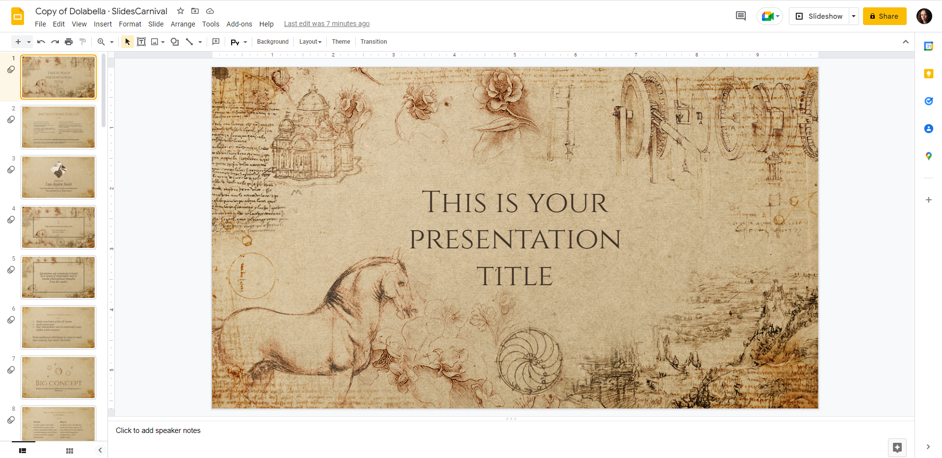 Интерфейс Google Slides