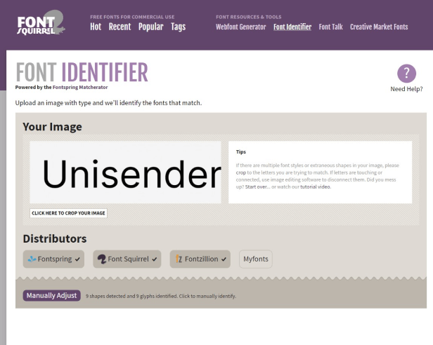 Интерфейс Font Identifier