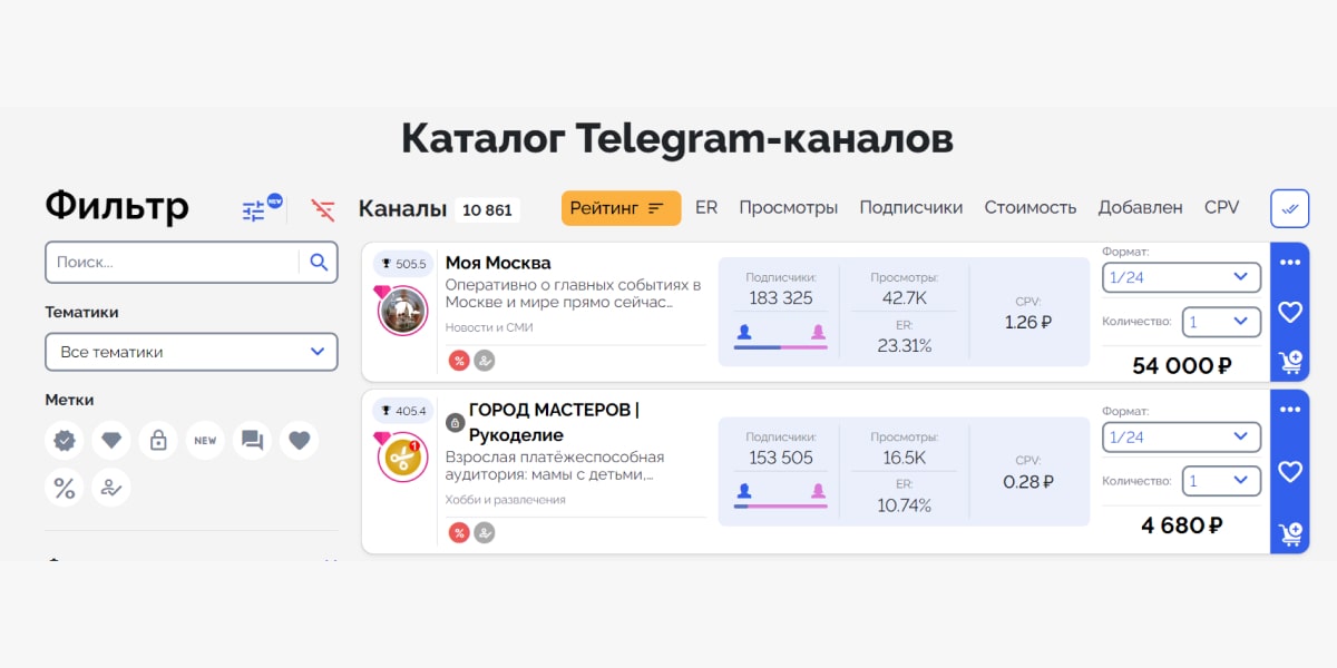 Биржа рекламы тг