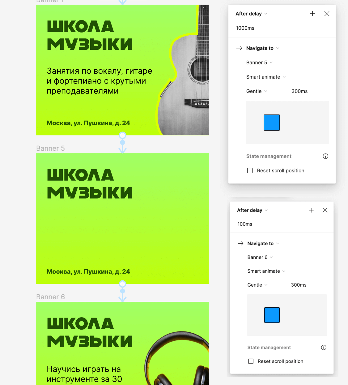 Добавление финальных переходов в баннере