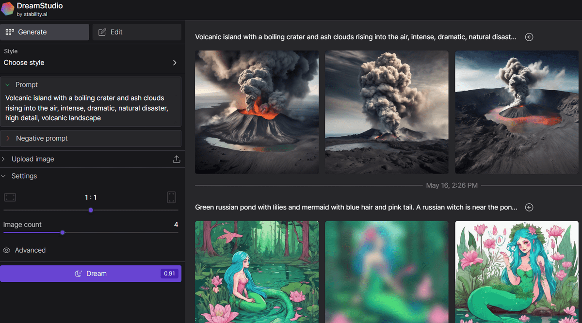 Генерация иллюстраций в DreamStudio