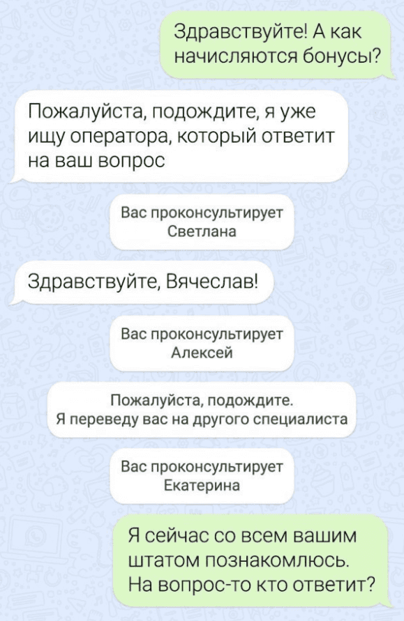 Отсутствие оперативной поддержки