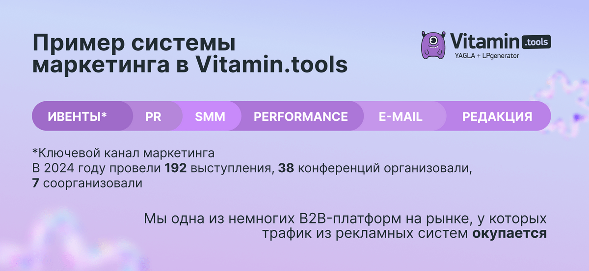 Пример системы маркетинга в Vitamin tools