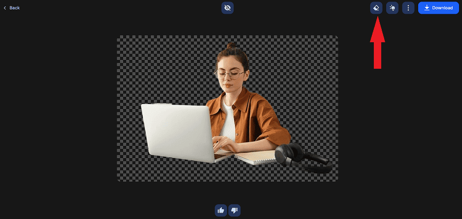 Переключение на CleanUp в ClipDrop для удаления лишних объектов после удаления фона