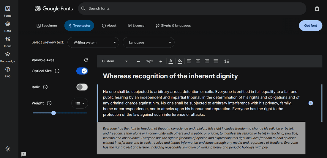 Шрифт Интер в верстке: пример использования стилей Regular, Bold и Italic