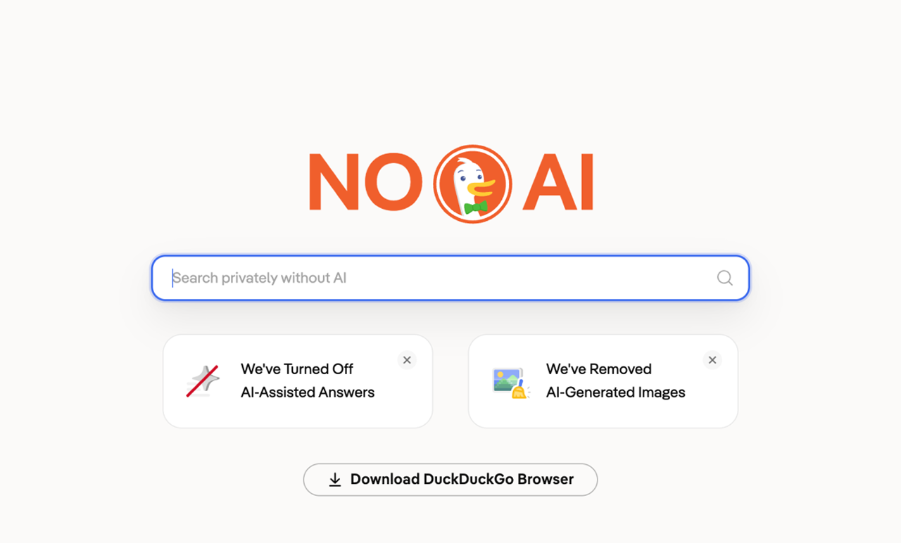 пользователи из США массово скачивают поисковик без ИИ DuckDuckGo