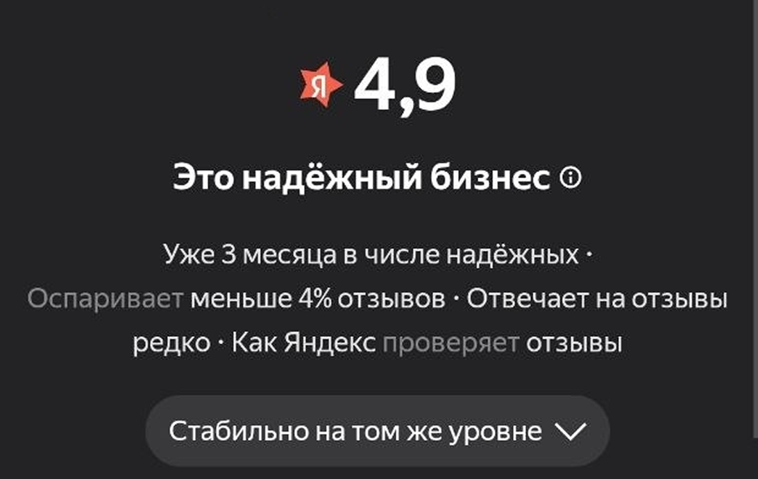 надежный бизнес яндекс