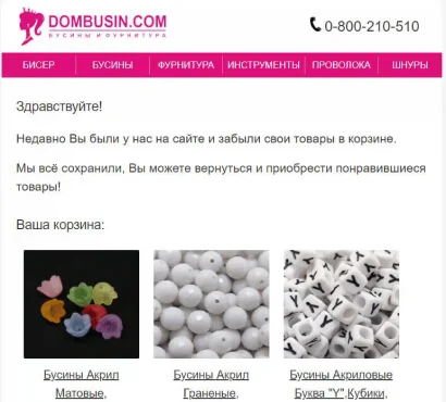 Скриншот по клиенту Dombusin.com