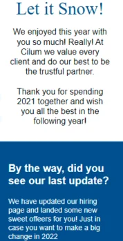 Шаблон email: Пусть идёт снег - мобильная версия