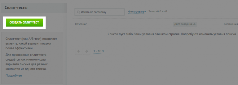 Кнопка для создания сплит-теста