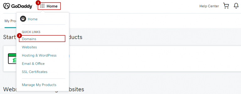 The section you need to manage the domain