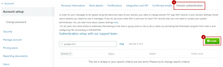 Configure domain authentication