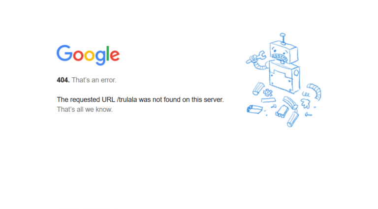 Страница 404 от Google.