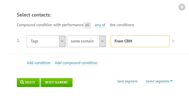 Segmentation when creating a mailing list.