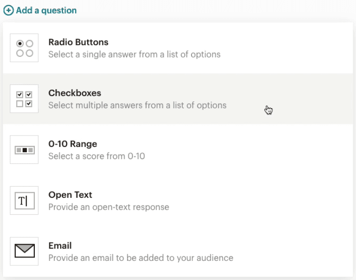 Создание опроса в MailChimp