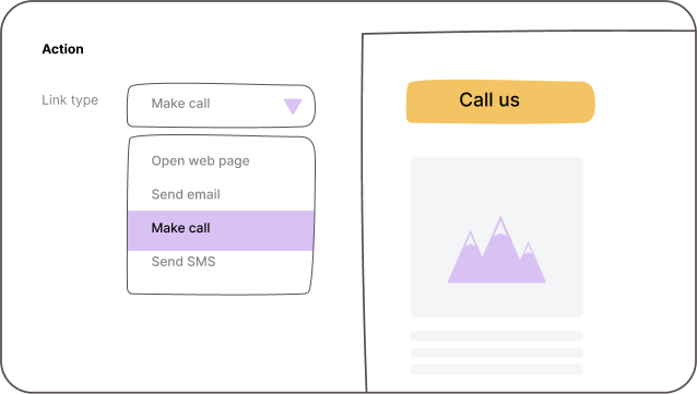 Set up ‘call’ or ‘text’ button in just a few clicks