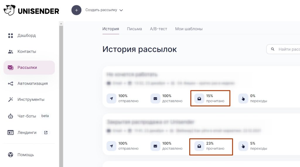 Open rate в рассылках