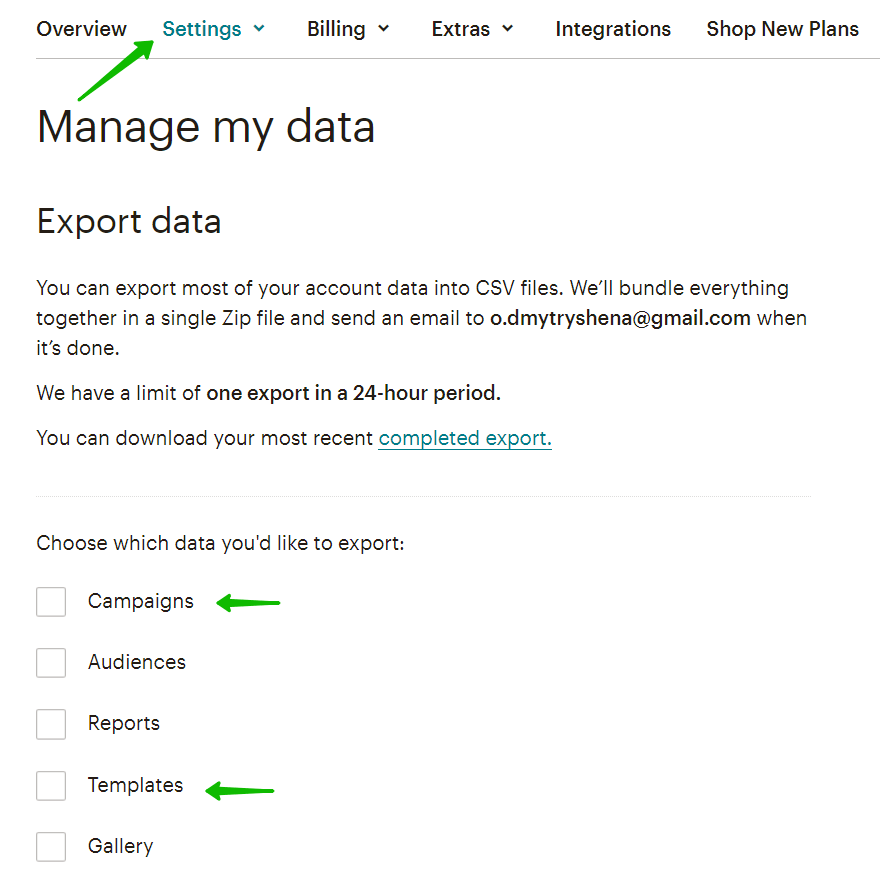 Как перенести кампании и шаблоны из Mailchimp
