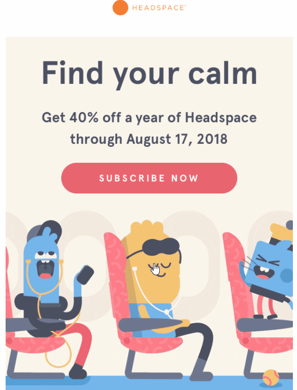 Письмо Headspace с анимированным фоном