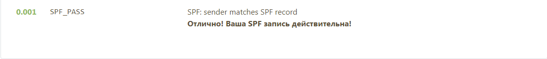 статус SPF-записи на MailTester
